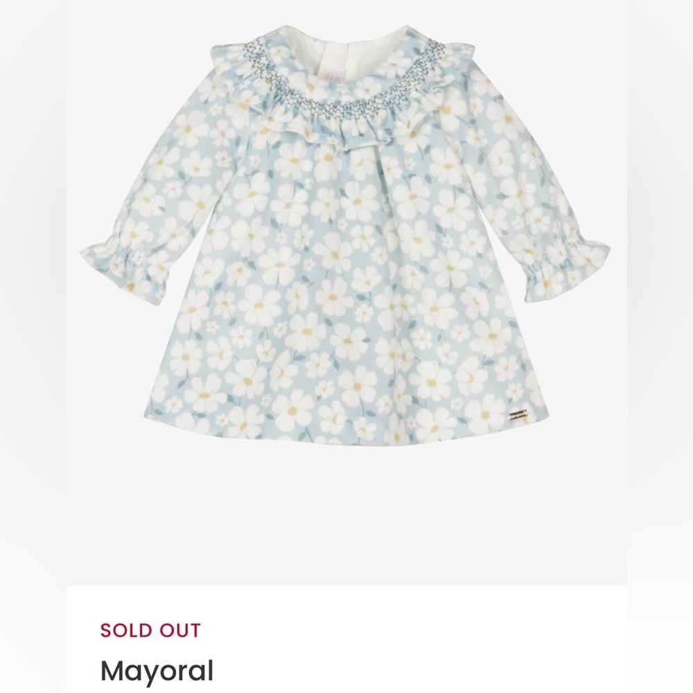 Sold out Mayoral velvet floral dress light blue!!